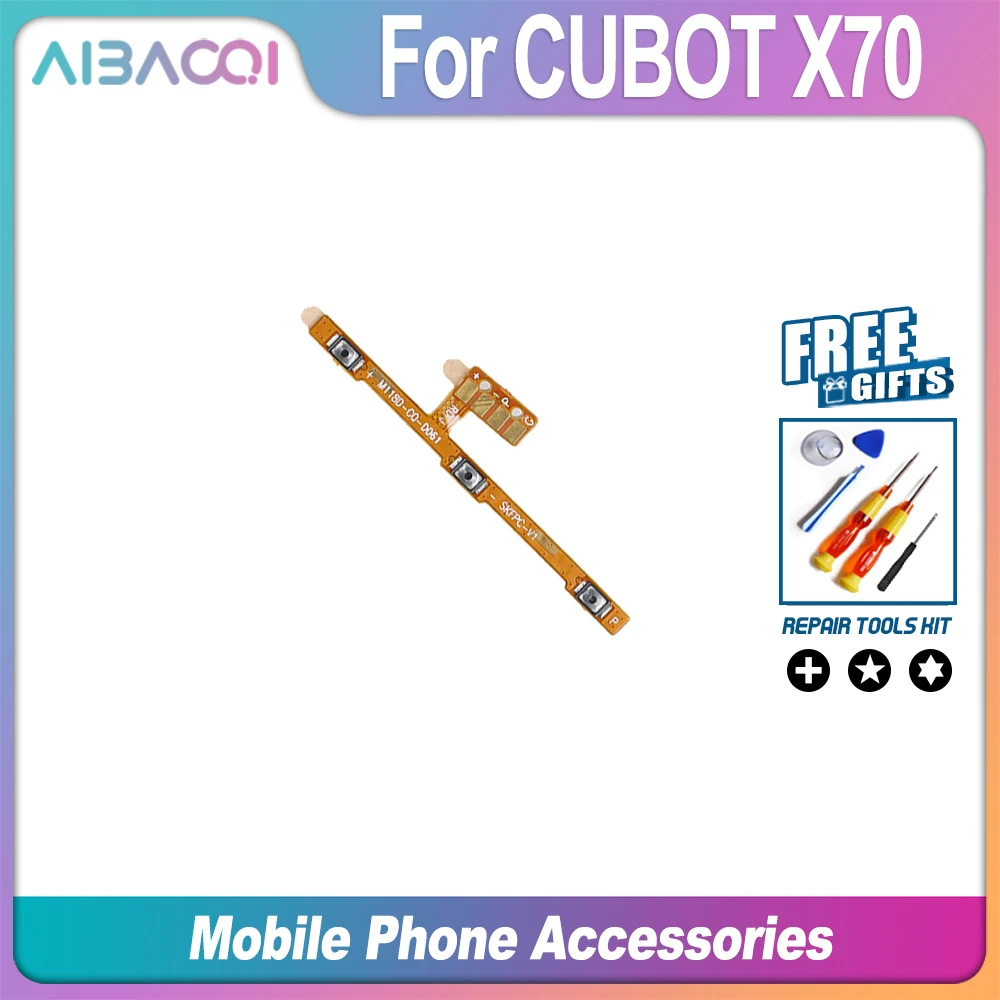 AiBaoQi New Original Power On/Off+Volume FPC Key Up/Down Button Flex Cable FPC For CUBOT X70 Phone