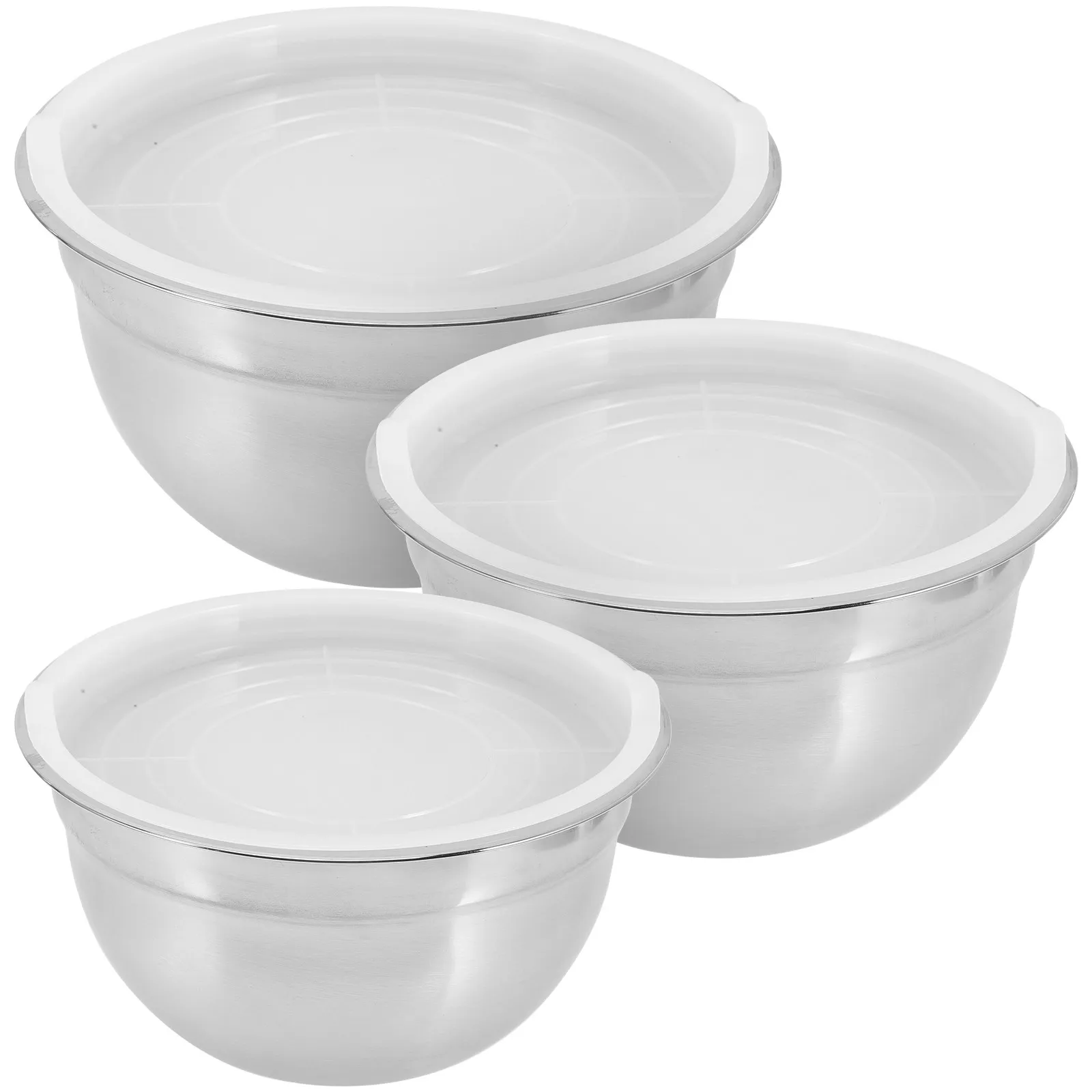 

3Pcs Stainless Steel Mixing Bowls Salad Soup Noodle Kitchen Food Serving Bowls Stainless Steel Mixing Bowl Bowl with Lid
