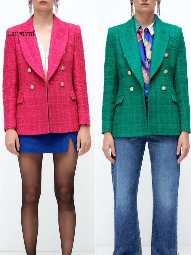 

suit 2021 autumn new ladies all-match lapel long-sleeved texture double-breasted slim casual suit jacket