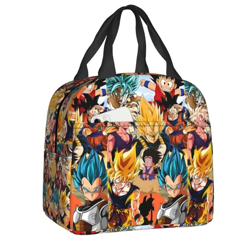

Custom Goku Portable Lunch Boxes Women Waterproof Cute Cartoon Cooler Thermal Food Insulated Lunch Bag School Children Student