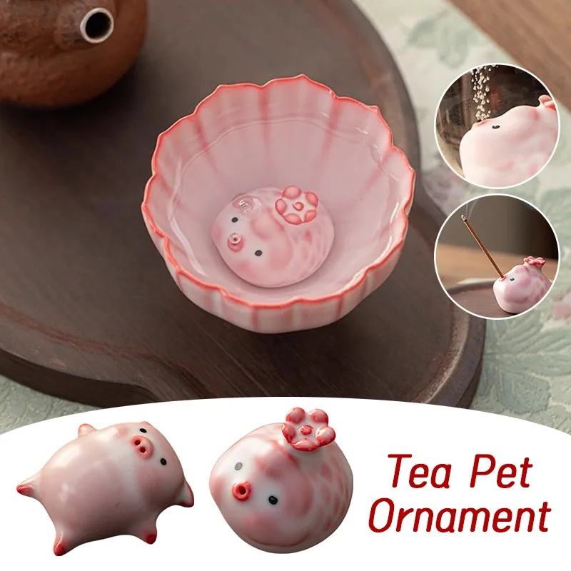 1PC Creative Ceramic Incense Burner Mini Bubble Fish Pig Statue Aroma Ornament Incense Stick Holder Decor Art Craft New