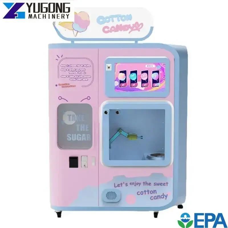 YG Factory Price Automatic Cotton Candy Vending Machine Commercial Floss Sugar Electric Making Cotton Candy Forming Robot for US