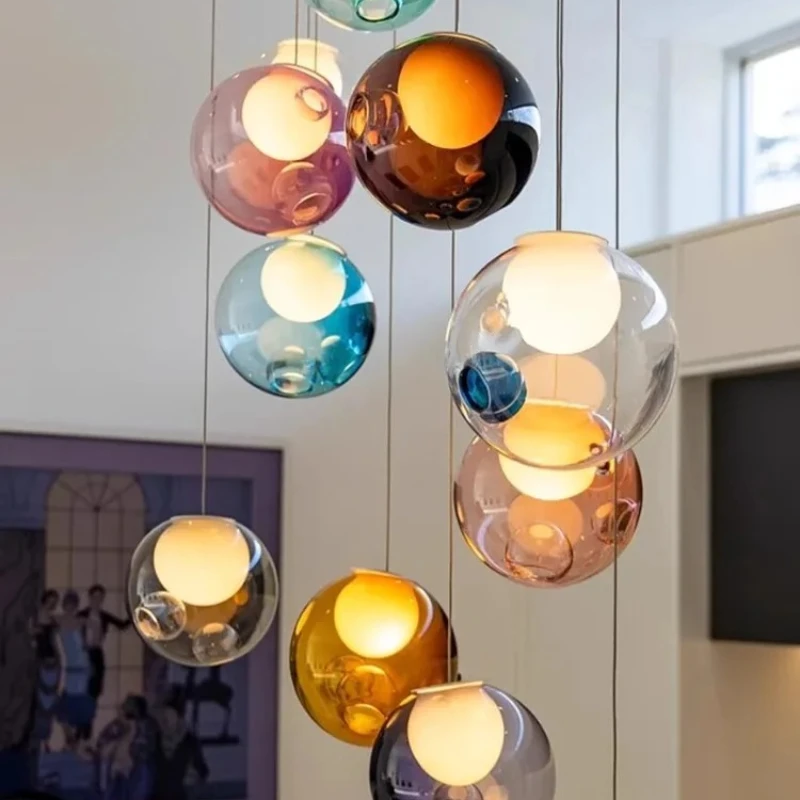 

Modern Dining Room Decoration Dimmable Rectangle Colorful Balls Chandelier Lamapras De Techo Lustres Bedside Home Hanging Lamp
