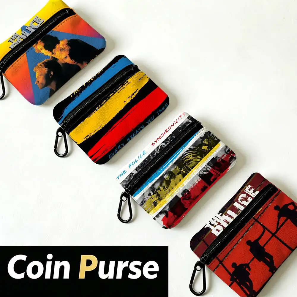 R-Rock Band T-The P-Police Multifunctional Oxford Cloth Small Pouch With Hook Mini Coin Wallet Earbud Storage Bag