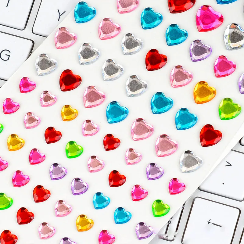 Stern- und herzförmige Edelstein-Glitzer-Gesichtsaufkleber, Strass, selbstklebendes Fake-Tattoo für Party, Bühne, Make-up, Edelsteine, Aufkleber – Detail 6