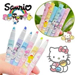 Sanrio Hello Kitty Highlighter Cinnamoroll Marker Pens Girls Stationery Cartoon Anime Marker Writing Graffiti Tool Children Gift