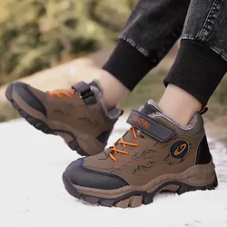 Winter Children Snow Warm Boots Fur Shoes Boys Sneaker Rubber Hiking Shoe Fashion Children Shoes Waterproof Casual Boots Kids