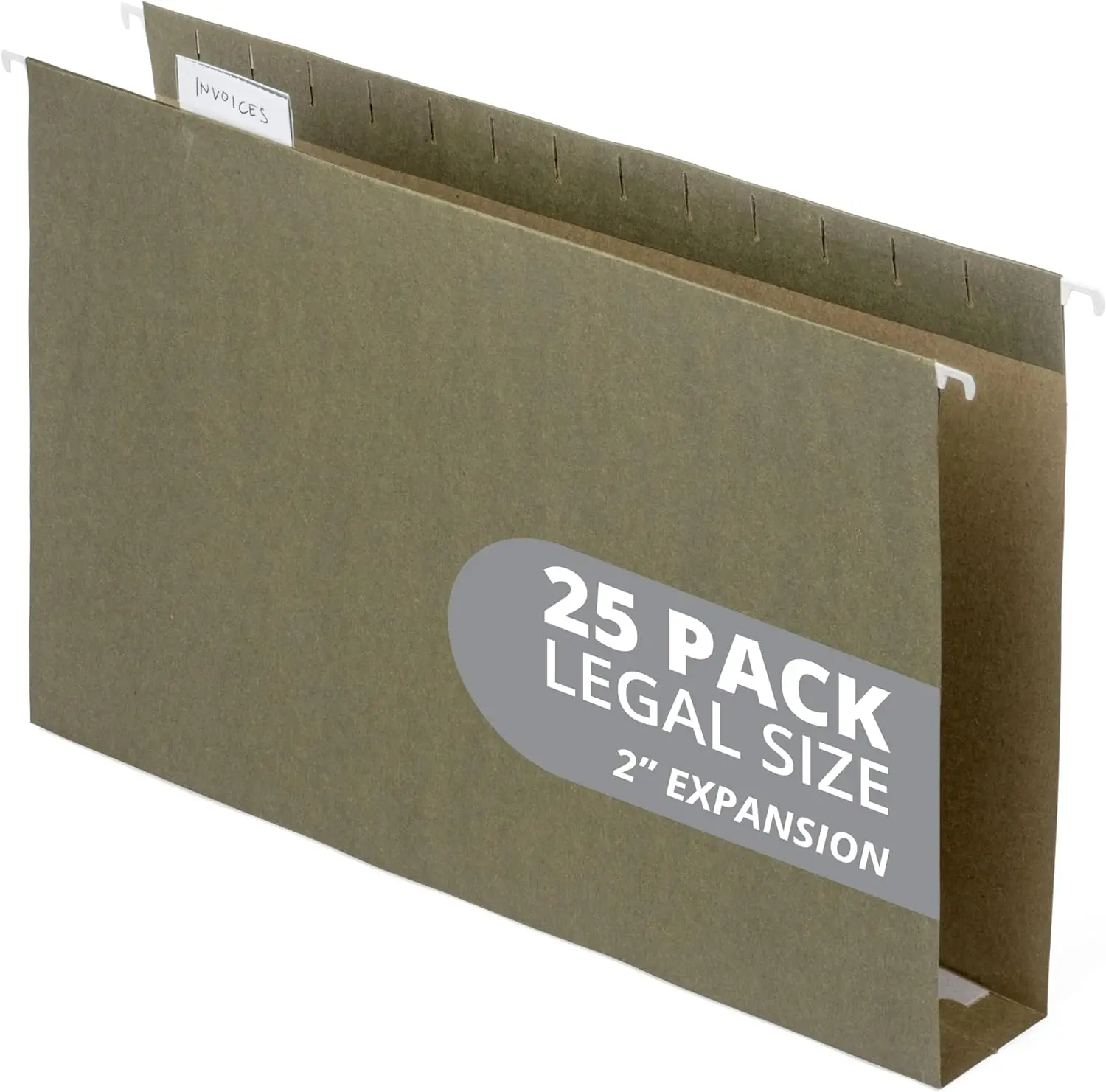 

Legal Size Hanging File Folders, 2" Expansion, Adjustable Tabs, 25 Pack for Office Organization