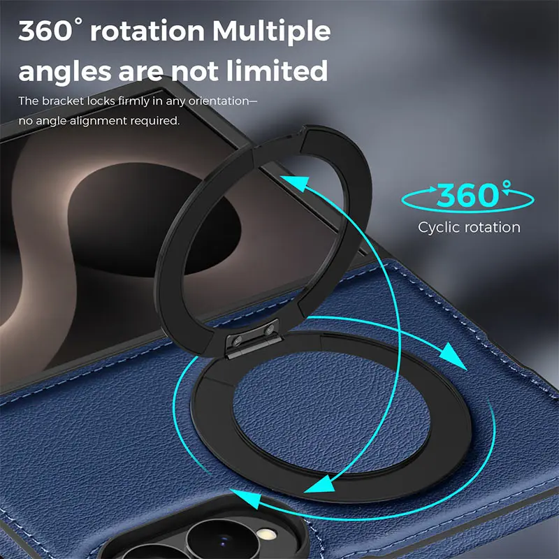 For Zfold8 Case Business Leather Texture Rotating Bracket Case For Samsung Galaxy Z Fold 8 Ultra Wide Magnetic Charging Cover