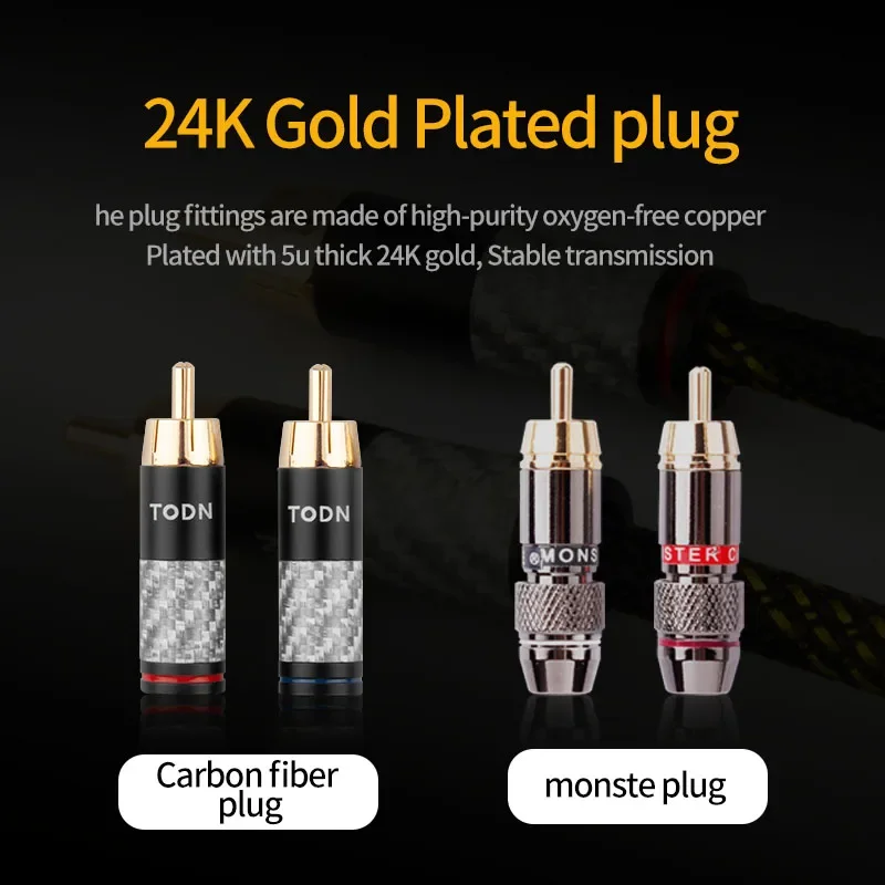 TODN HIFI Stereo 1 Paar RCA Kabel Stereo RCA Kabel High-performance Premium Hi-Fi Audio 2RCA naar 2RCA Interconnect kabel