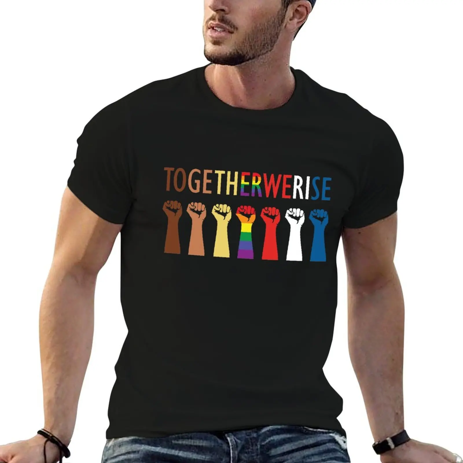 T-shirt décontracté pour le travail, design Unity, Together We Rise