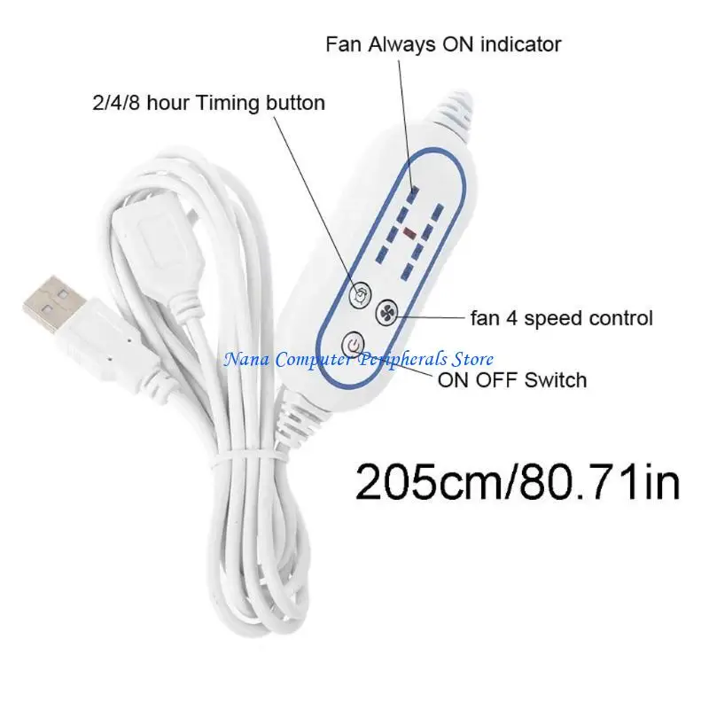F68C Ventilador techo silencioso con dosel alimentado por USB 6 hojas Temporizador 2/4/8 horas Ventilador USB 4
