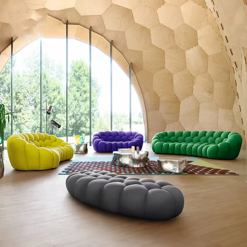 

Italian modern, curved bubble lazy cloth art sofa, sofa living room furniture color, fabric sofa
