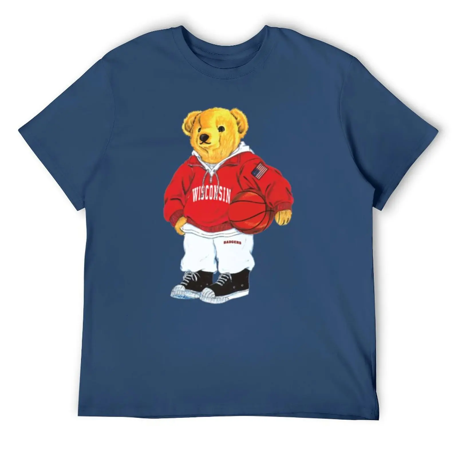 

University of Wisconsin Basketball Bear T-Shirt quick-drying Aesthetic clothing plus size men clothing