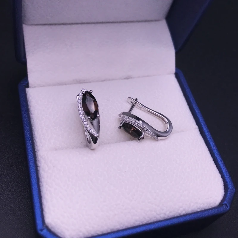 Green Amethyst Earrings Sterling 925 Silver Smoky Quartz Gemstone MQ5*10mm for Women Birthday Party Engagement Jewelry Gift