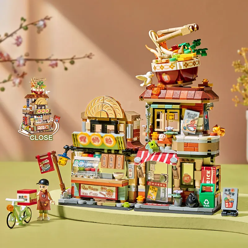 LOZ Street View Scene Liuzhou Luosifen river snails rice noodle Store Mini Building Block Toys For Adult Christmas Gift