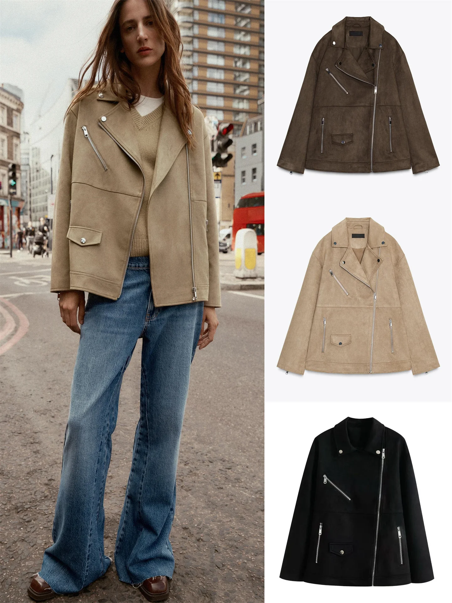 

Faion Motorcycle Sle Loose Jaet женская осень-зима новая верхняя одежда на молнии из искусственной замши с эффектом для поездок на работу Sle Long Sve