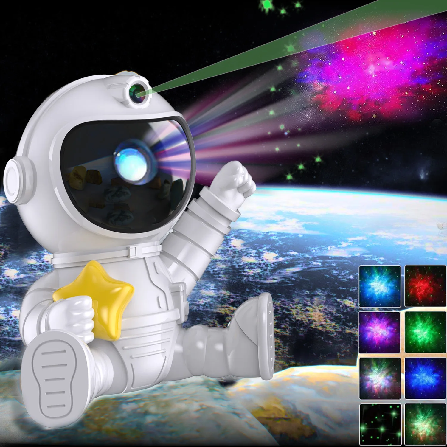 Astronaut Projector Starry Sky Nebula Galaxy Light, Night Light, Bedroom Projector with Remote Control, USB Interface, USB Lamp