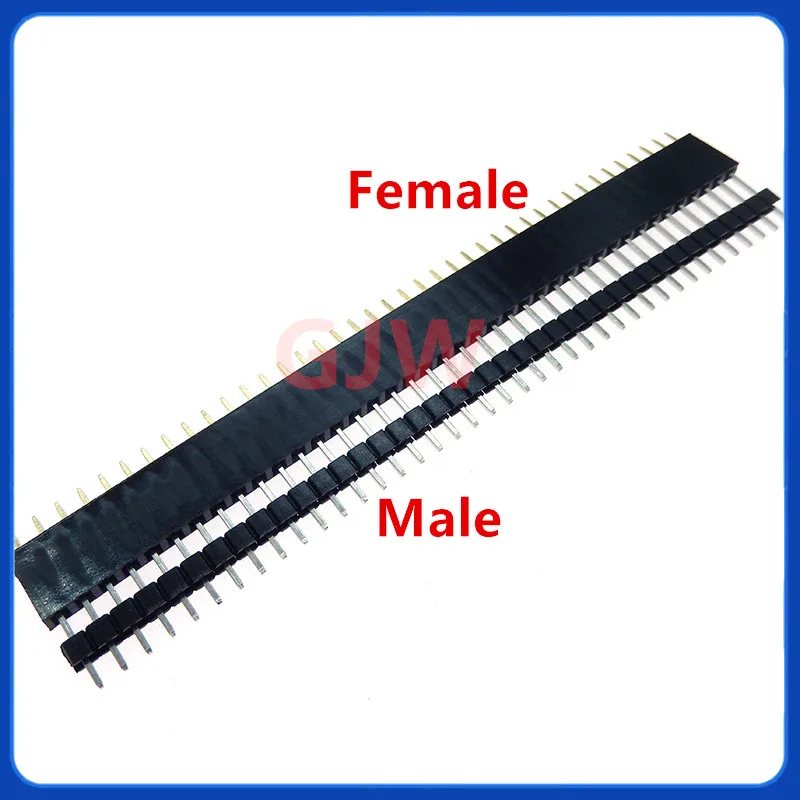 10pcs 10pairs 40 Pin 1x40 Single Row Male and Female 2.54 Breakable Pin Header PCB JST Connector Strip for Arduino Black