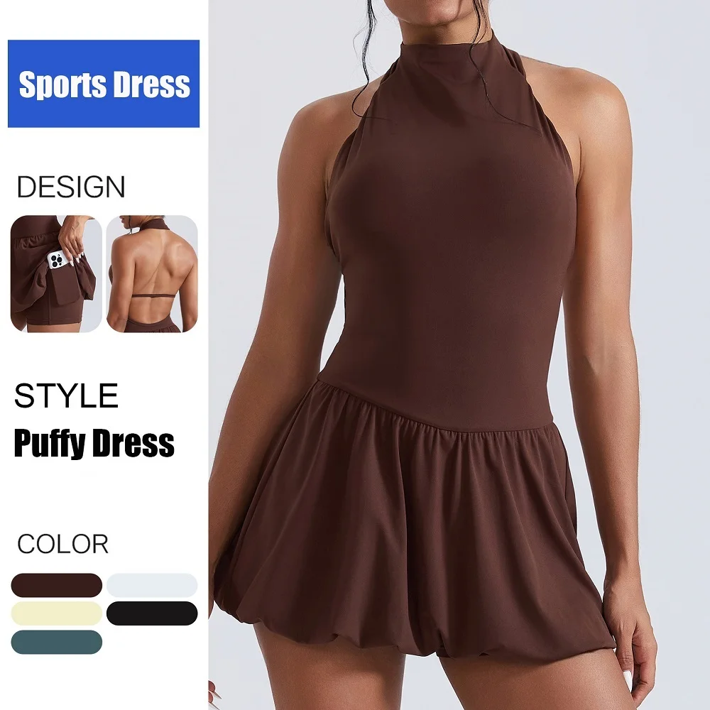 Cloud Hide SEXY Sports Dress Women Golf Tennis Gym Yoga Dresses Mini Running Workout Long Skirts Fitness Outdoor One Piece Dress