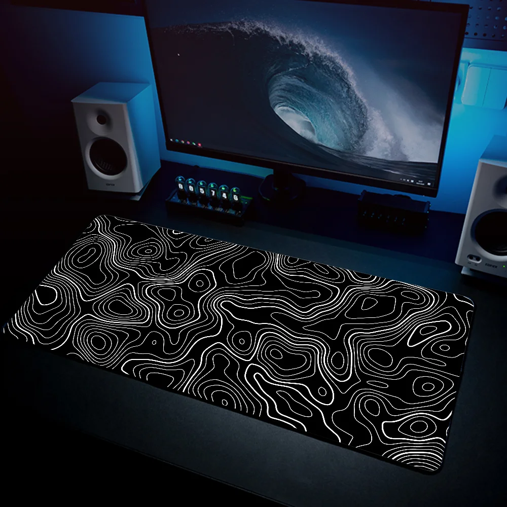 Black and white lines  Mousepad Mouse Mat Desk Mat With Pad Gaming Accessories Prime Gaming XXL Keyboard Pad