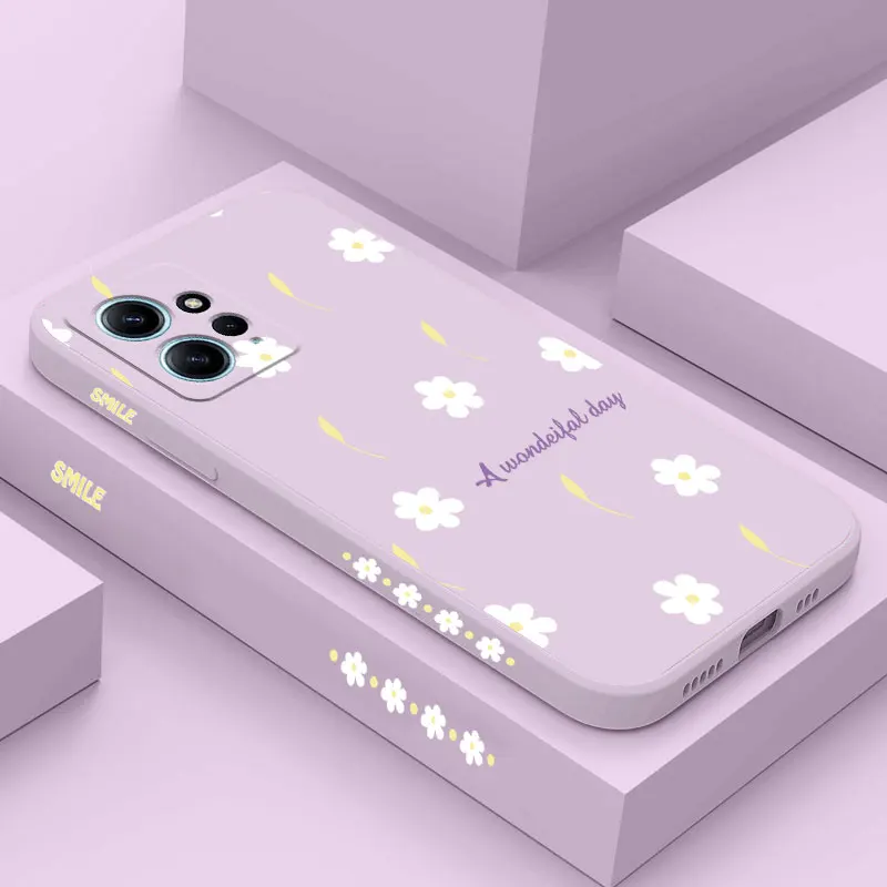 Scattered Daisies Silicone Phone Case For Xiaomi Redmi Note 12 12Pro 12S 12Pro Plus 11Pro 11T 11 11EPro 10S 10 11S 9 10Pro Cover