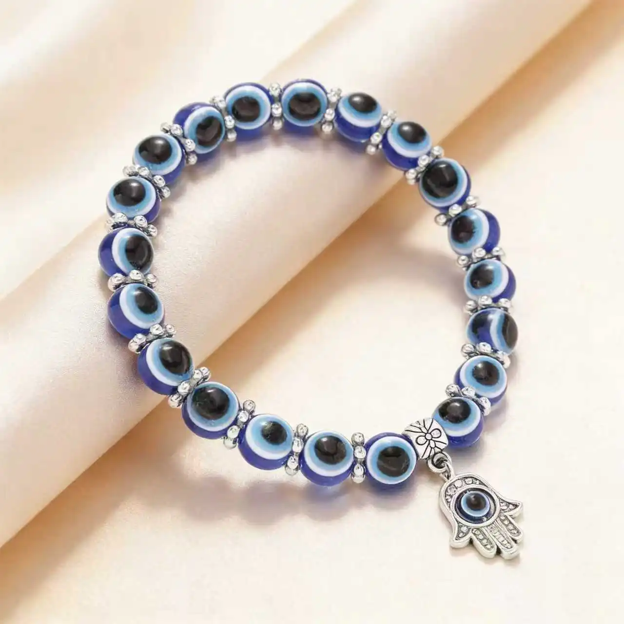Turkish Evil Eye Bracelet for Men Women Blue Beaded Handmade Charm Jewelry with Butterfly Pendant charm bracelet jewelry