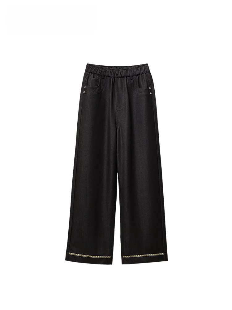 

Джинсы прямого кроя больших размеров для женщин, осенне-зимние, новые, стройнящие, для фигуры «груша», с высокой талией, из хлопка и полиэстера