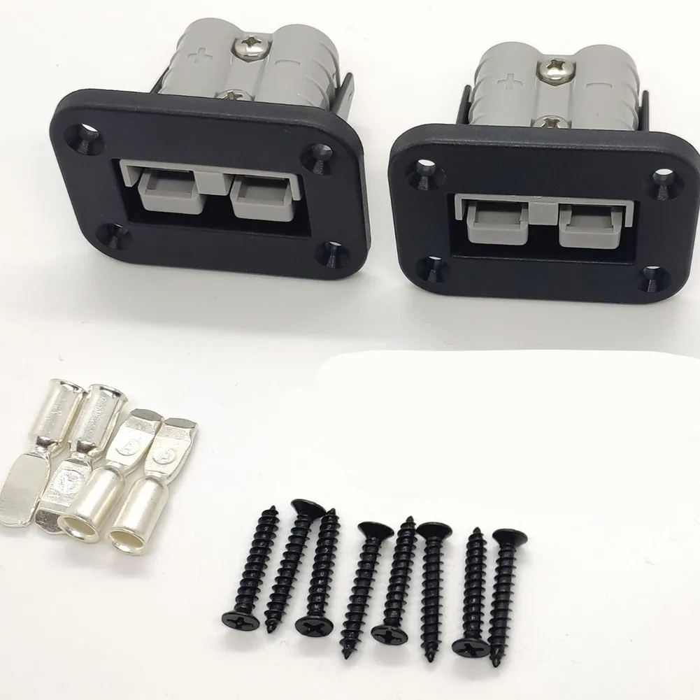 2Pcs 50A Flush Mount Bracket Panel Cover For Connector Socket Grey Plastic Installation For RV Boat Electrical