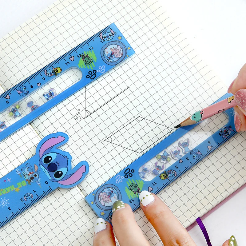 Linijka Disney Kawaii Cartoon Lilo & Stitch Shake 15cm Anime Akrylowa Linijka do Rysowania dla Uczniów Artykuły Papiernicze Prezent dla Dzieci Zabawki Kreatywne
