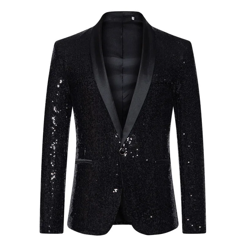 

GB34 sequined personality male singer dress performance golden groom suit jacket