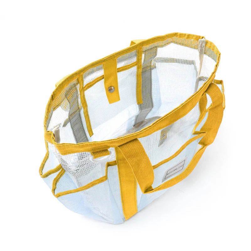 Strand-Schwimmtasche, Trocken-Nass-Trennung, wasserdichte transparente Sporttasche aus Netzstoff für Damen, leichte Handtasche mit großem Fassungsvermögen für Herren – Detail 3