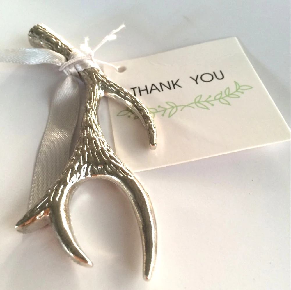 Free shipping 20pcs/lot Wedding Souvenir Silver Antler beer Bottle Openers Kitchen favors