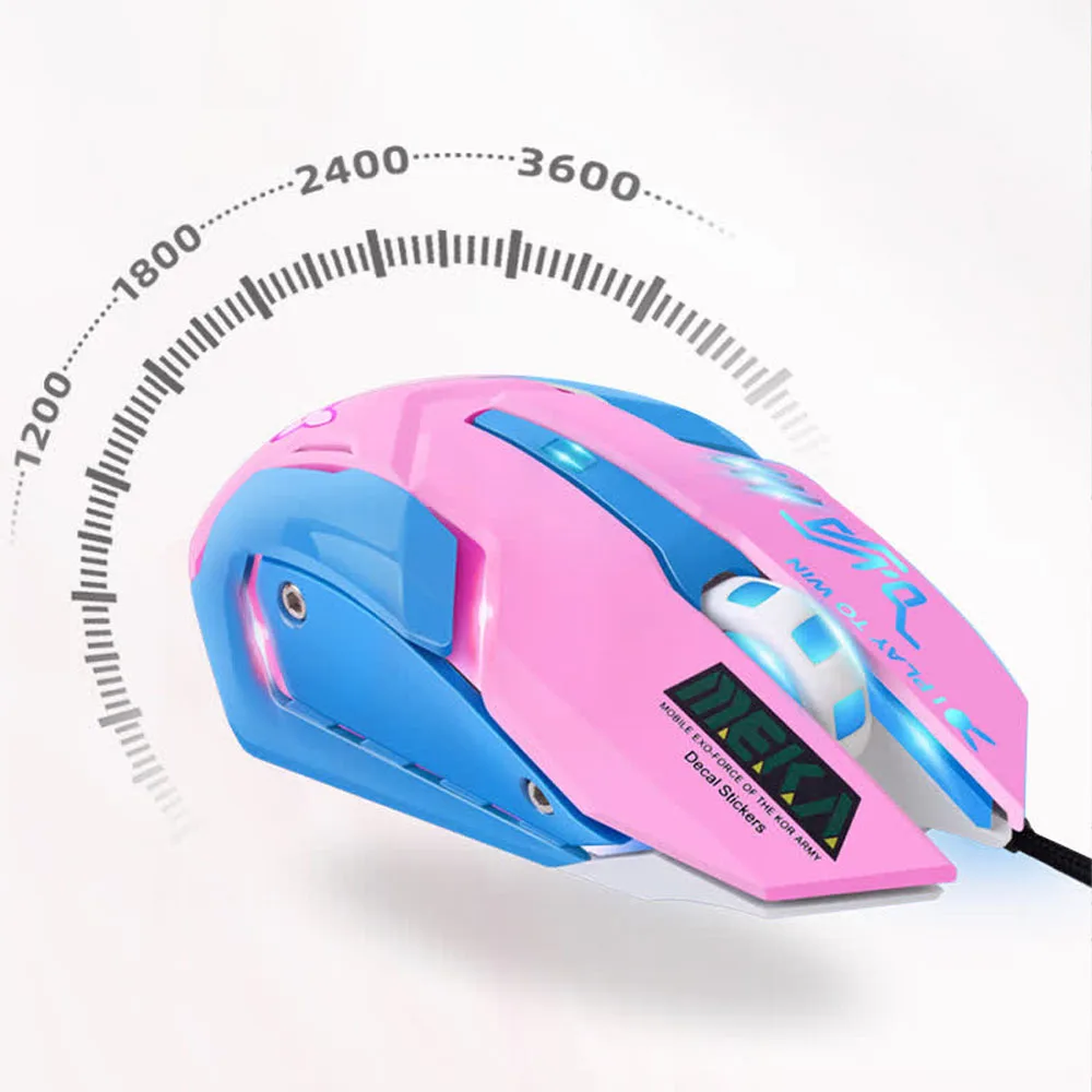OW DVA Różowa Mysz Biurowa dla Dziewczyn, Podświetlana, Konkurencyjna, Kurczak, Śliczna, Przewodowa Mysz do PC Laptopa CF Overwatch — zdjęcie produktu 4