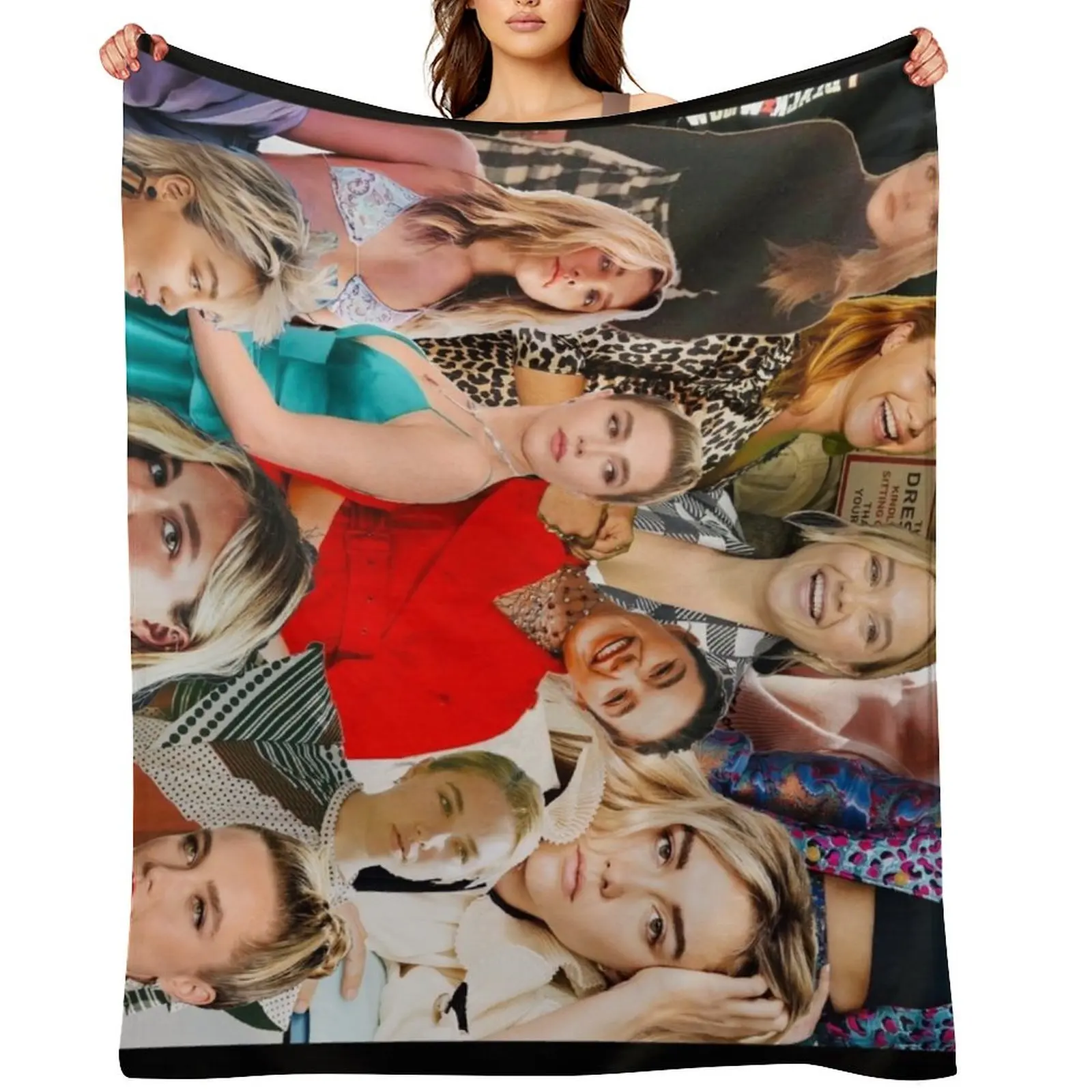 Florence Pugh Collage Throw Blanket Thermals For Travel heavy to sleep Nap Cute Plaid Blankets