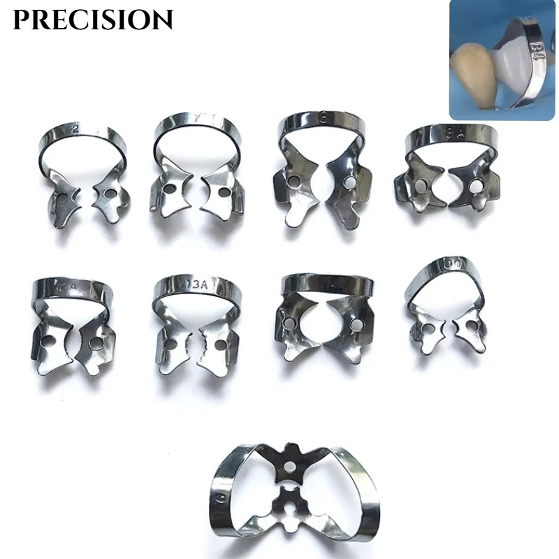 

Dental Rubber Dam Clamps Endodontic Restorative Barrier Clips Stainless Steel Frame Holder for Molar Teeth Dentist Material