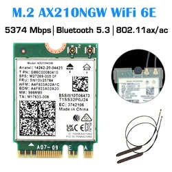 Wifi 6e AX210 WiFi card 802.11ax 5400Mbps M.2 NGFF Wireless Bluetooth 5.3 Wifi network card 2.4G/5Ghz WiFi Adapter