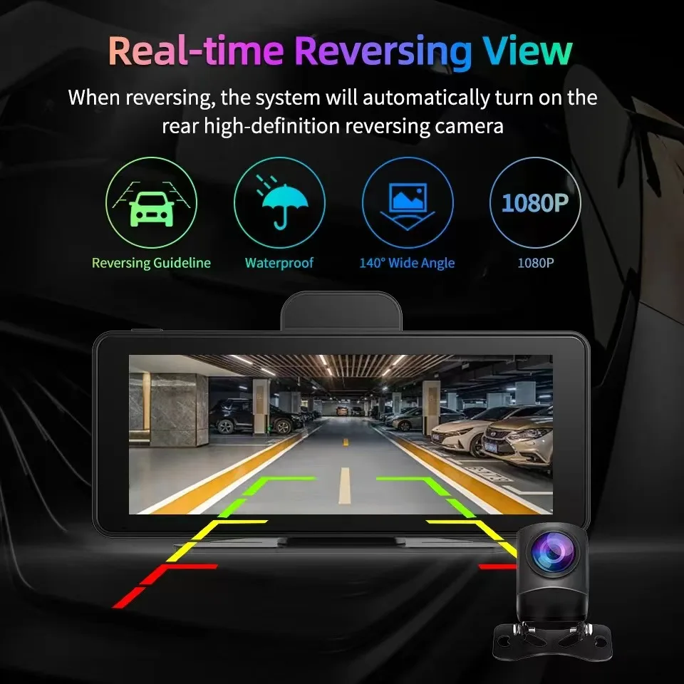 Imagebon H686 Pro 2K + 1080P عدسة مزدوجة AI التحكم الصوتي سيارة DVR اللاسلكية Carplay و Android Auto ADAS Dashcam Wifi FM AUX المتكلم #4