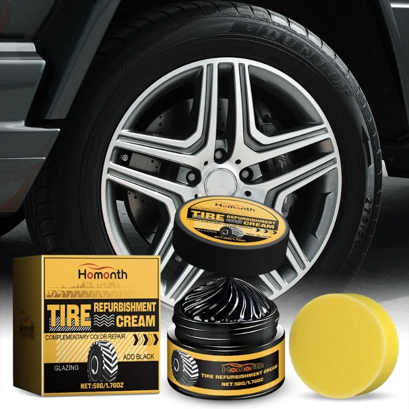 50g Car Tire Retreading Paste Shine Coating Tyre Gloss Hydrophobic Sealant Wax Maintenance Long Cleaner Tire Agent Refurbishing