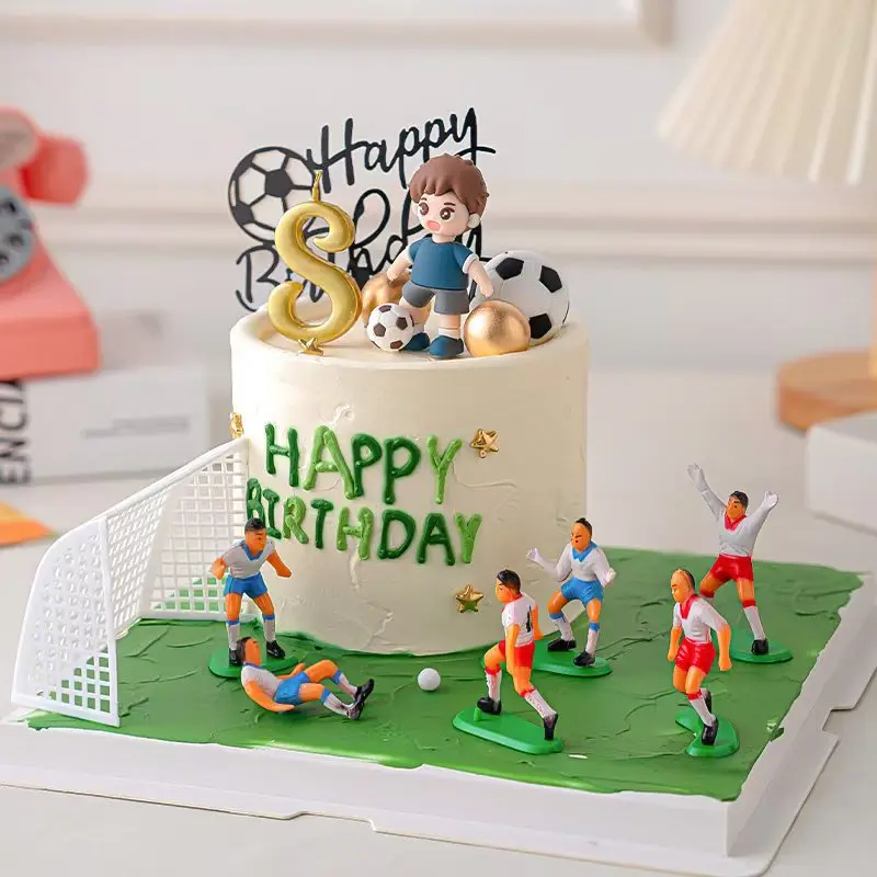 Decoración de pastel con tema de fútbol, equipo de fútbol para niño, decoraciones para pastel de cumpleaños, deportes para niños, adorno para tarta de fiesta de feliz cumpleaños