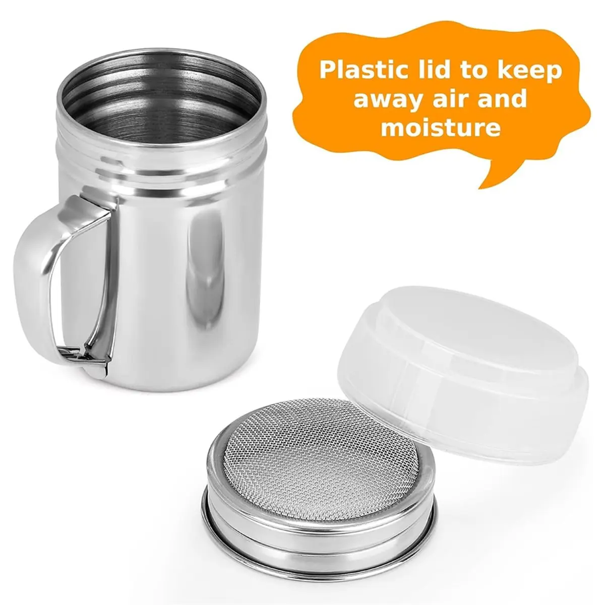A67T NEW 2pcs Powdered Sugar Shaker Duster with Handle Shaker Powder Sprinkler for Coffee Bar Fine Mesh Dredge