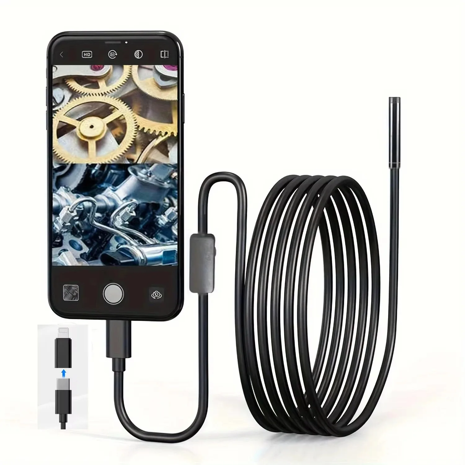 Caméra endoscopique 8MM 2 en 1, Mini caméra d'inspection IOS type-c pour Endoscope de Pipeline IOS Android avec 8 LED