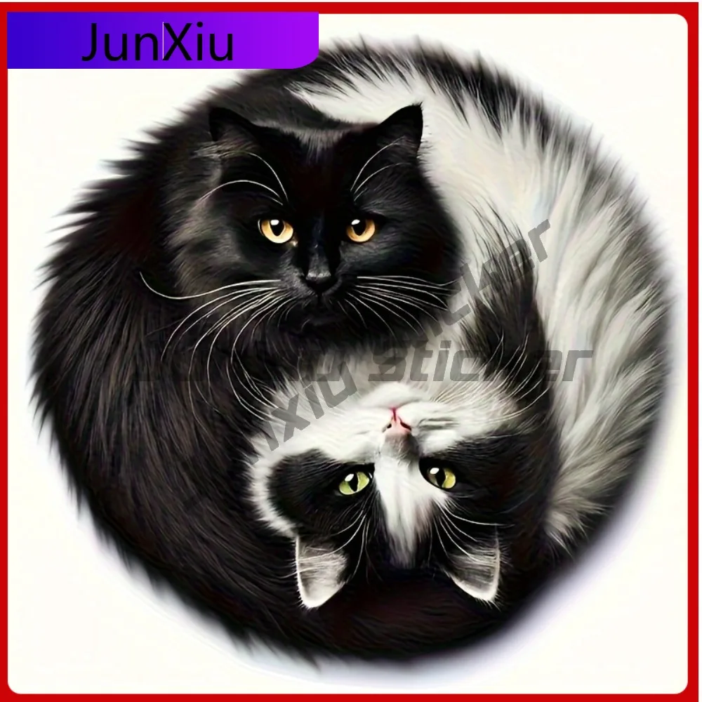 

6 Black and White Cat Balance Vinyl Decal- Easy toon Design Suitable for s Trucks Phones Funny Bu Car Laptop Window Bumper