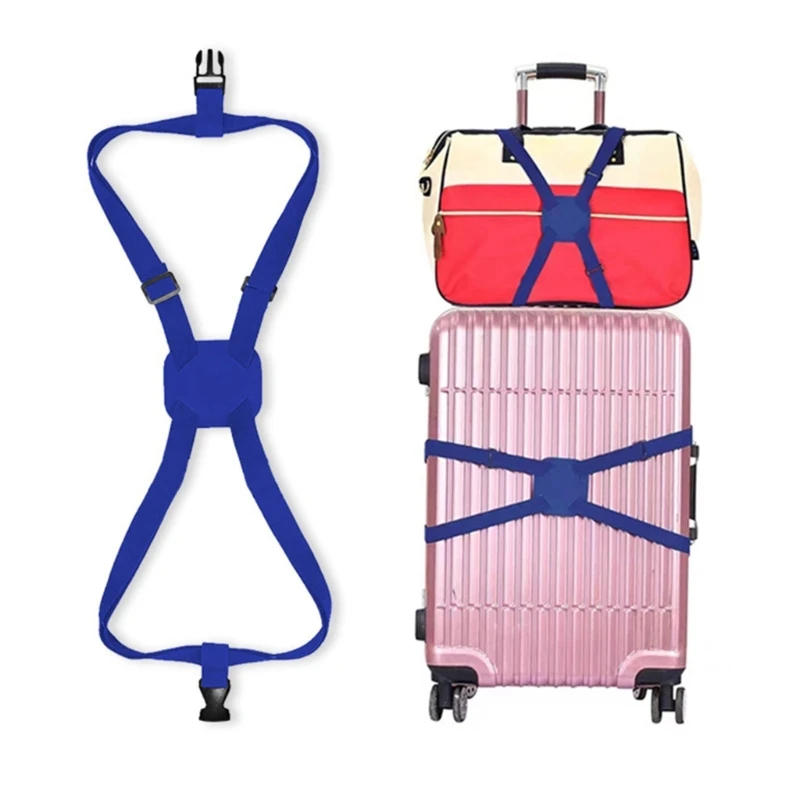 Telescópico Travel Bag Correias Fixas, Bagagem Cinto de Encadernação, Correia Elástica Ajustável, Cabos Cruzados, Adicionar um Saco, Cor Sólida