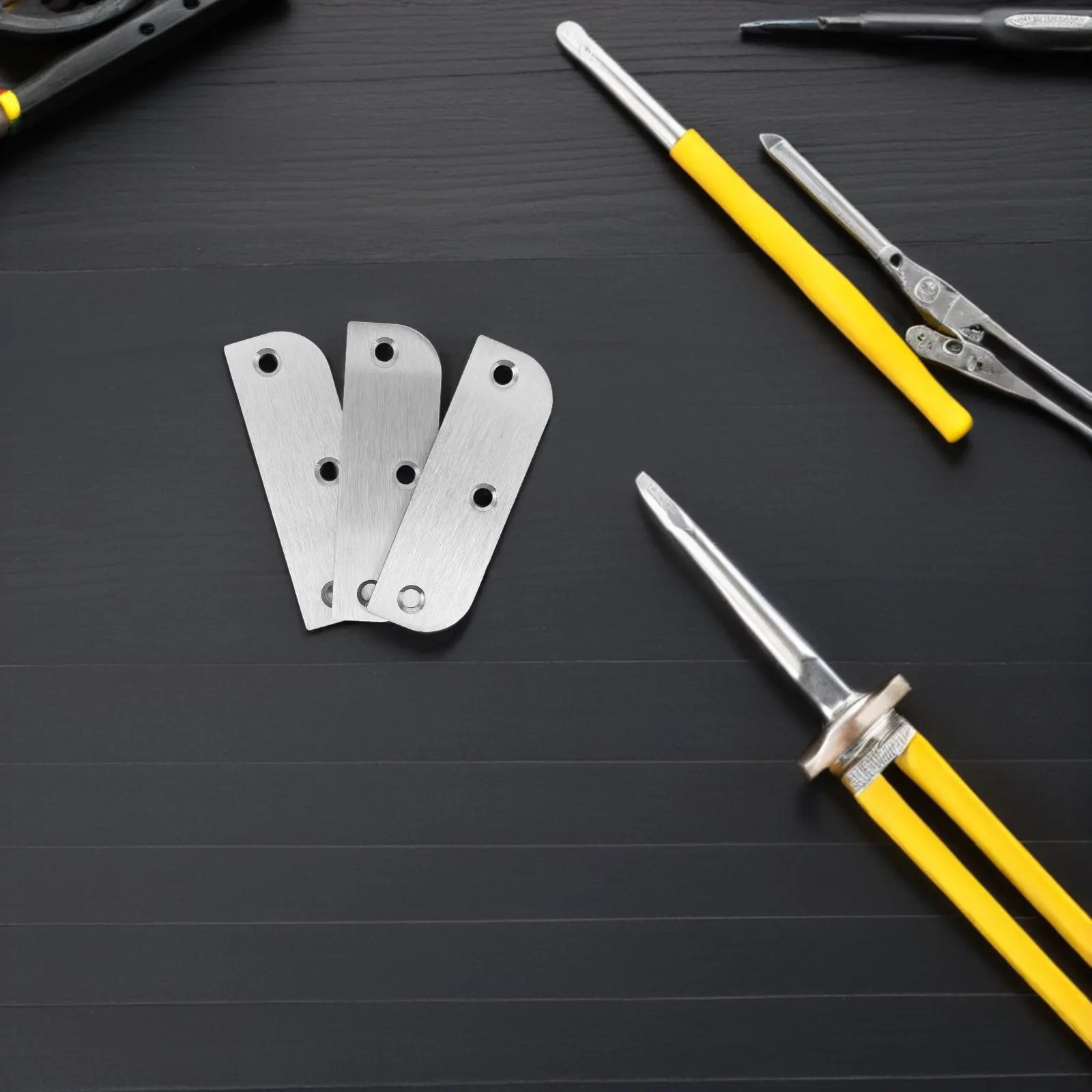 3pcs 3.5 Inch Door Hinge Filler Plates Kit with Stainless Steel Hinge And Matching Screws for Kitchen Cupboard Locker Hole Cover