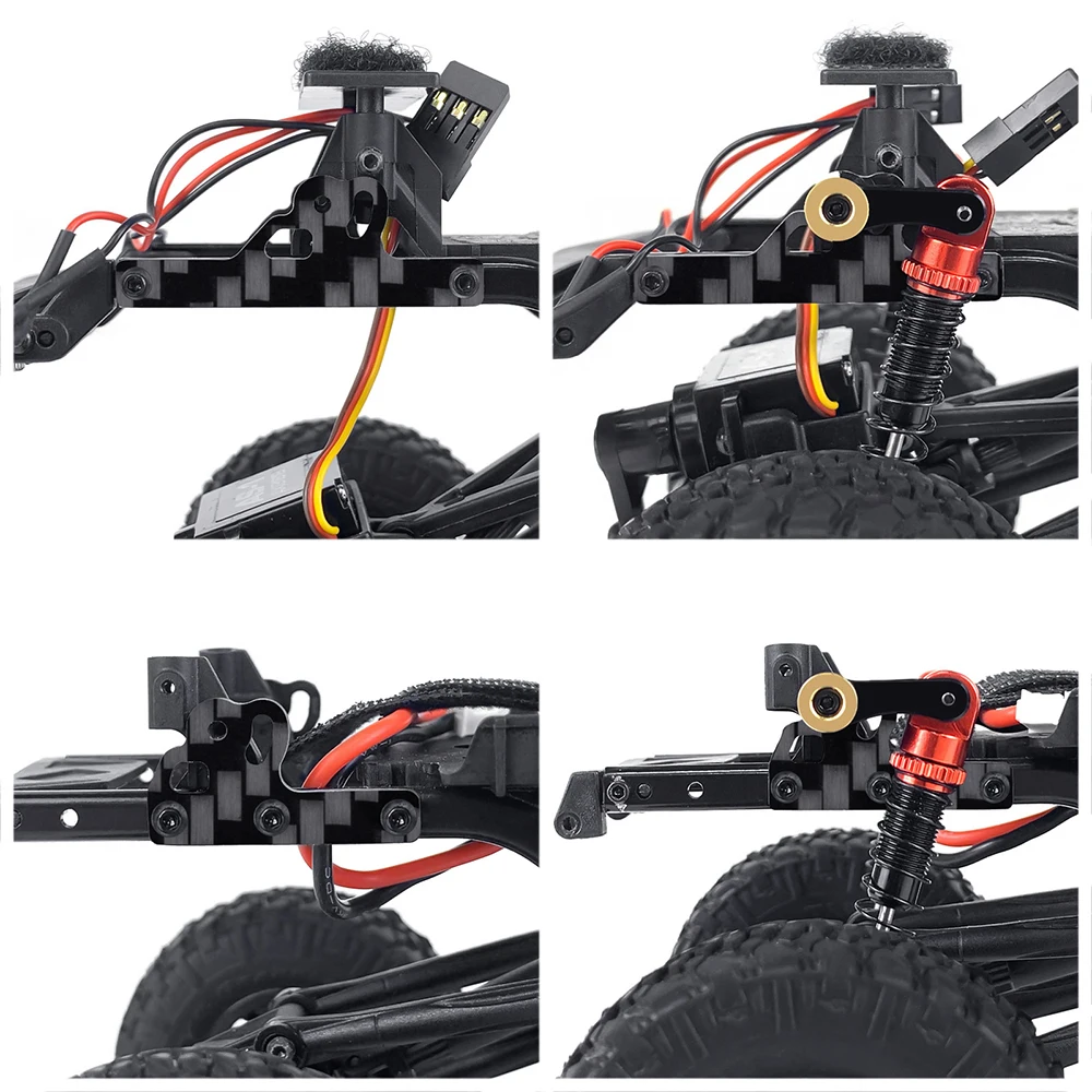 AXSPEED Aluminum & Carbon Fiber Flex Blades Suspension Travel Extension Shock Absorber Mount for 1/24 Axial SCX24 Upgrades