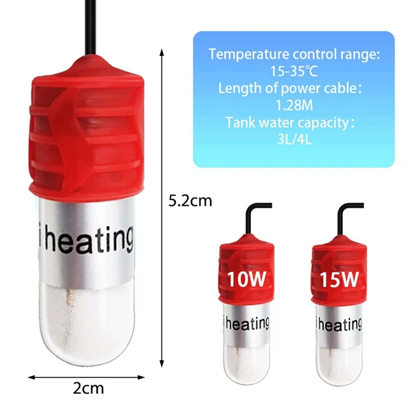 Mini asta di riscaldamento per acquario piccolo serbatoio di pesce Mini riscaldatore riscaldatore termostato di ricarica USB 15-34 ℃ temperatura regolabile