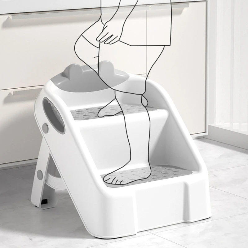 Kids Step Stool Foldable Anti Slip 2 Step Stool for Bathroom Toilet Potty Training Toddler Stepping Stool Easy to Carry