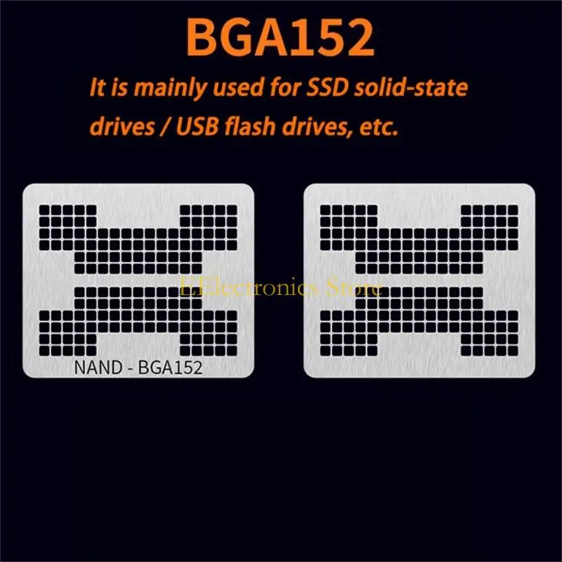 B03C Solder Ball Reballing Plate Set with Square Opening Arrays, 6 Steel Tools for Storage Drive and USB Flash Storage Component