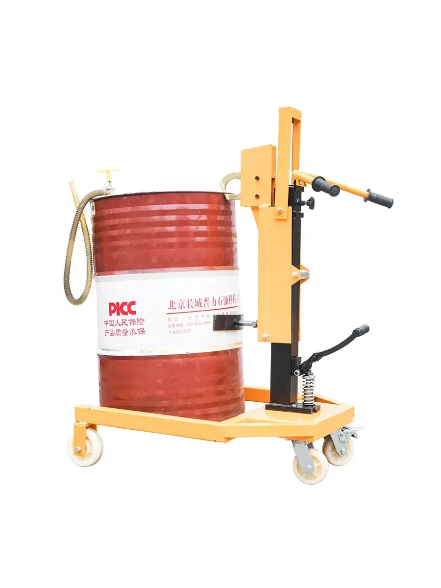 Foot operated hydraulic oil drum handling truck, manual forklift, iron drum